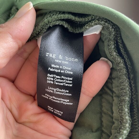 RAG & BONE Liner Quilted Slub Cotton Canvas Jacket Army Green Size Large Boho - Picture 7 of 9